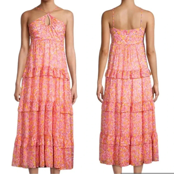 Likely Danielle Floral Printed Tiered  Midi Dress Size 2 NWT - Picture 1 of 11